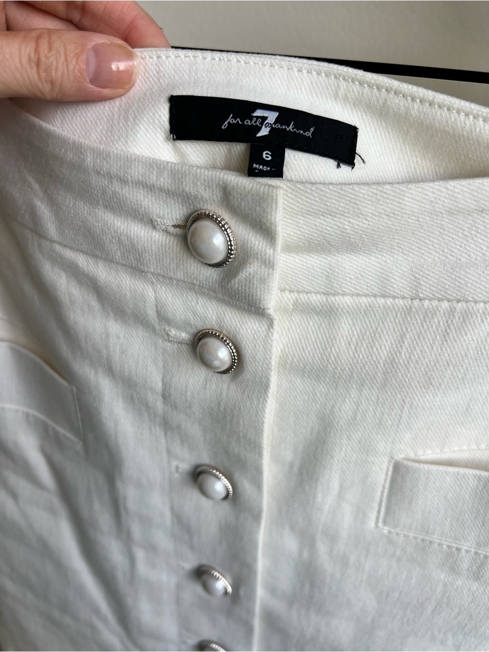 7 for All Mankind White Button-Front Sleeveless Two-Piece Skirt Set - Picture 6 of 9